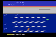 Frostbite for Atari 2600 - Different sized ice blocks and different obstacles begin to appear...