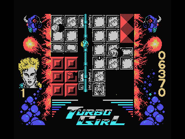 Turbo Girl MSX Screenshot: Blast this incoming rocks or avoid them!
