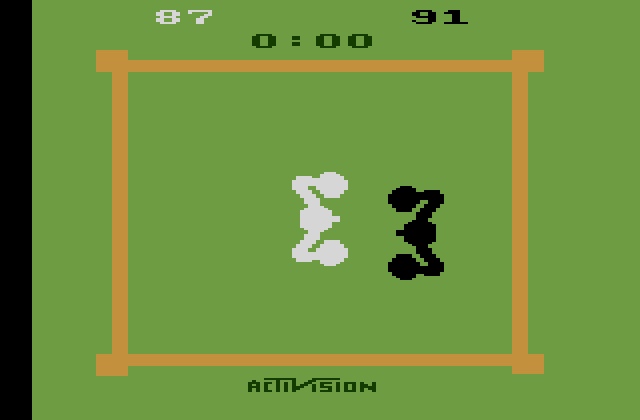 Boxing Atari 2600 Screenshot: Game over, and the computer won by a few points...