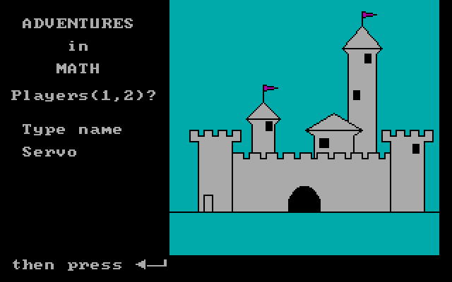 Adventures in Math IBM PC/Compatibles Screenshot: Setting up a new game.