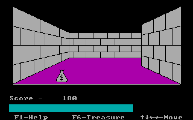 Adventures in Math IBM PC/Compatibles Screenshot: A treasure; solve a problem to earn points.