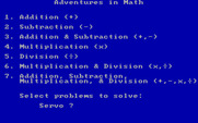Adventures in Math for IBM PC/Compatibles - The types of problems to solve.