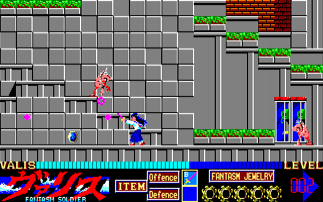 Mugen Senshi Valis: The Fantasm Soldier Sharp X1 Screenshot: Attacks come from all directions!
