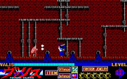 Mugen Senshi Valis: The Fantasm Soldier for Sharp X1 - The screen scrolls vertically as well as horizontally; here's the lowest platform in this area.