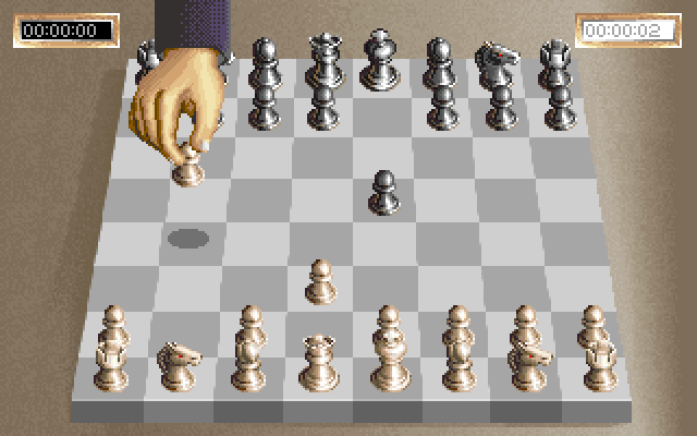 Sargon V: World Class Chess IBM PC/Compatibles Screenshot: Moving a piece on the plain board.