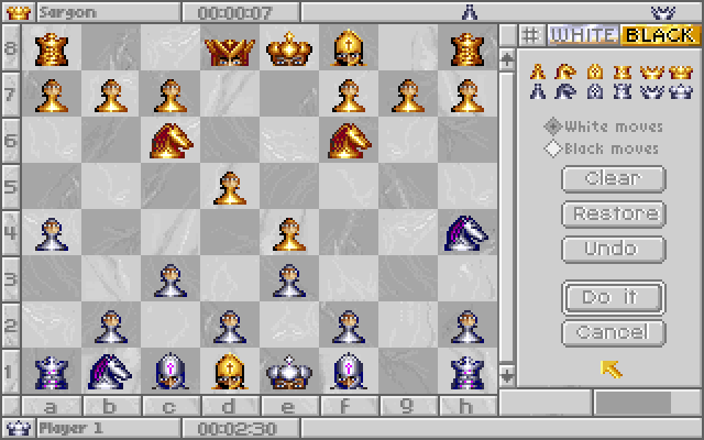 Sargon V: World Class Chess IBM PC/Compatibles Screenshot: You can edit the board during a game.
