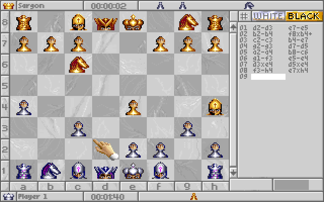 Sargon V: World Class Chess IBM PC/Compatibles Screenshot: Playing a game in 2D mode.