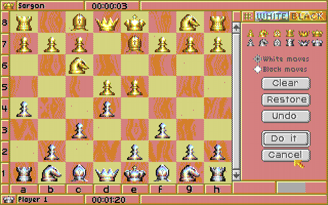 Sargon V: World Class Chess IBM PC/Compatibles Screenshot: You can edit the board during a game to practice.