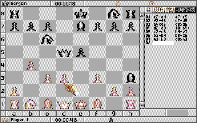 Sargon V: World Class Chess IBM PC/Compatibles Screenshot: The plain board with the 2D view.