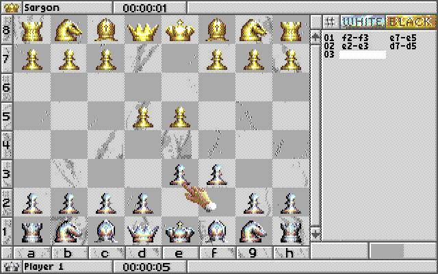 Sargon V: World Class Chess IBM PC/Compatibles Screenshot: Playing a game in 2D mode.