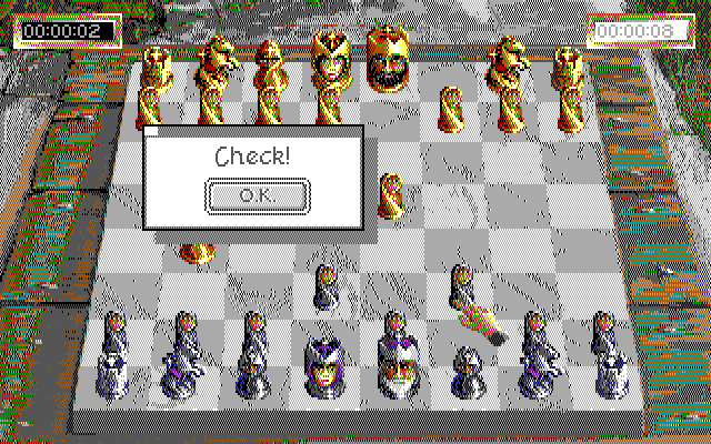 Sargon V: World Class Chess IBM PC/Compatibles Screenshot: Check! This game will be over fast it seems...