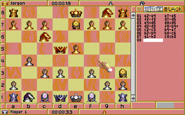Sargon V: World Class Chess IBM PC/Compatibles Screenshot: The wooden board with the 2D view.