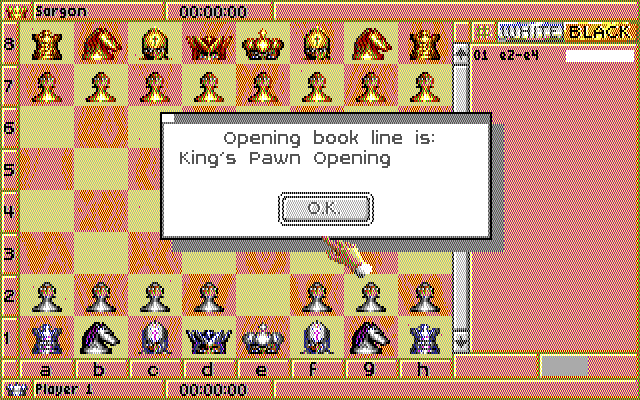 Sargon V: World Class Chess IBM PC/Compatibles Screenshot: This is my opening move.