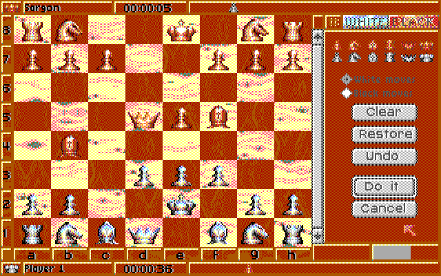 Sargon V: World Class Chess IBM PC/Compatibles Screenshot: You can edit the board during a game.