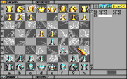 Sargon V: World Class Chess for IBM PC/Compatibles - View with the marble 2D board.