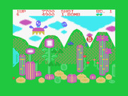 Fantasy Zone for MSX - There's the upgrade shop floating on the screen.