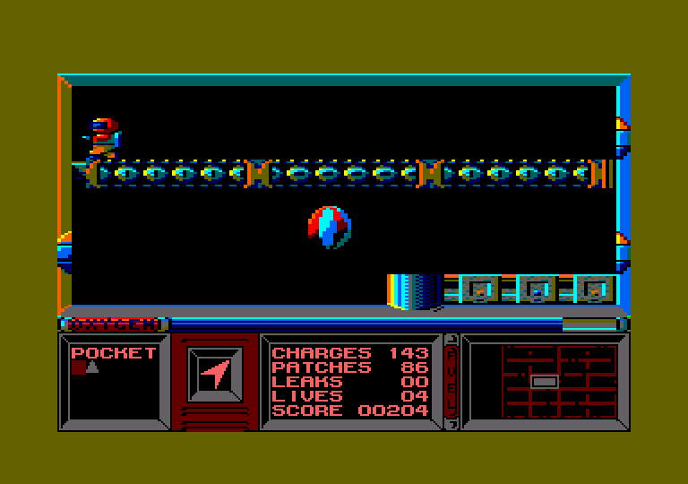 Strangeloop Amstrad CPC Screenshot: Stuck in the corner...and what is that bouncing ball?