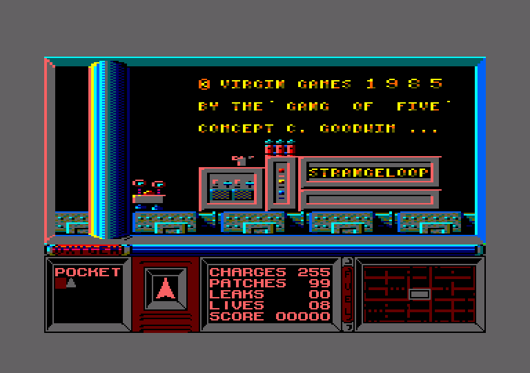 Strangeloop Amstrad CPC Screenshot: Starting screen.