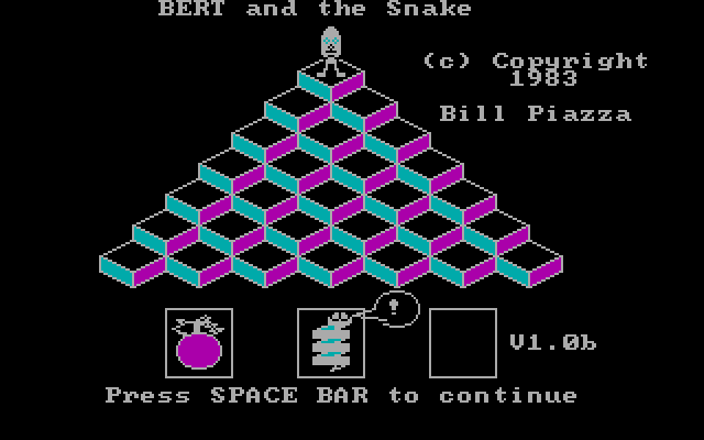 Bert and the Snake IBM PC/Compatibles Screenshot: Title screen.