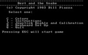 Bert and the Snake for IBM PC/Compatibles - The main menu.