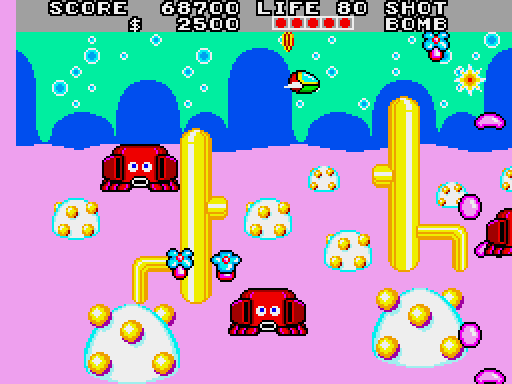 Fantasy Zone II: The Tears of Opa-Opa Arcade Screenshot: Starting round 2.