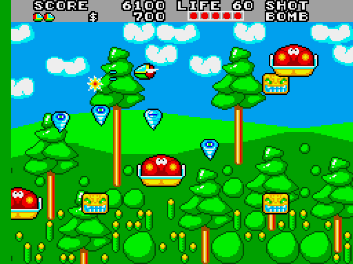 Fantasy Zone II: The Tears of Opa-Opa Arcade Screenshot: The first round continues...