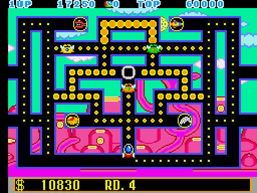 Fantasy Zone: The Maze Arcade Screenshot: Each round has a different layout...