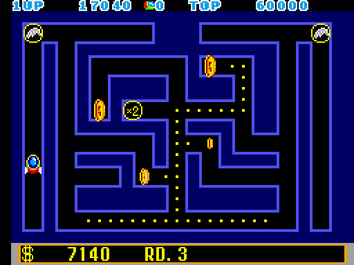 Fantasy Zone: The Maze Arcade Screenshot: Start of a bonus round.