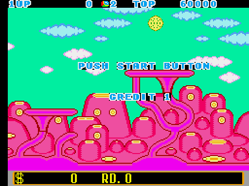 Fantasy Zone: The Maze Arcade Screenshot: Press start button to begin!