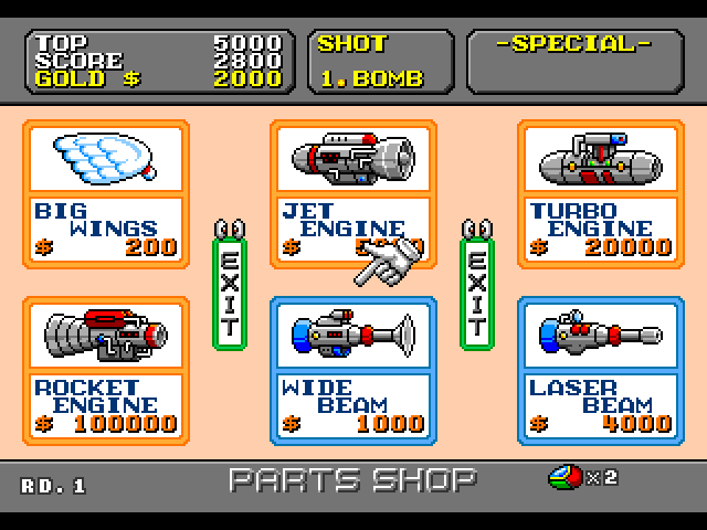 Super Fantasy Zone Sega Genesis / Mega Drive Screenshot: Selecting items...