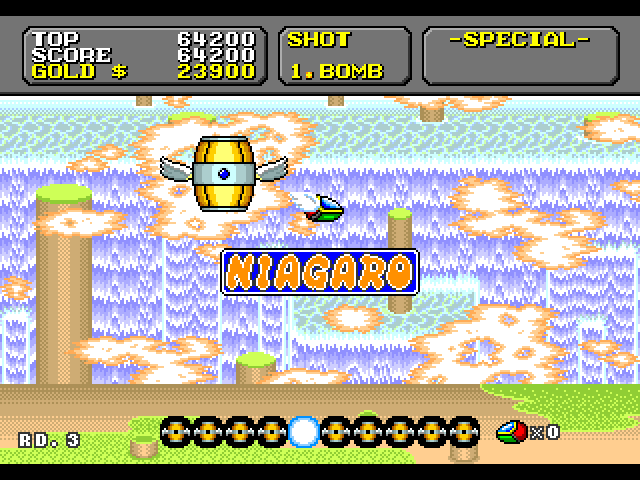Super Fantasy Zone Sega Genesis / Mega Drive Screenshot: Third level start.
