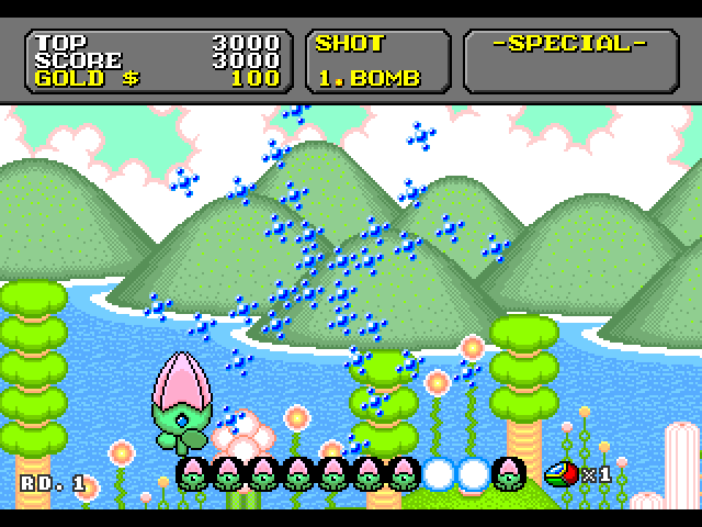 Super Fantasy Zone Sega Genesis / Mega Drive Screenshot: I was hit!