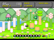 Super Fantasy Zone for Sega Genesis / Mega Drive - Gameplay on the first level.