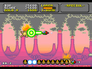 Super Fantasy Zone for Sega Genesis / Mega Drive - Blasting opponents with my new laser.