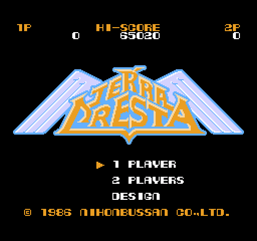 Terra Cresta NES / Famicom Screenshot: Title screen (Japanese version).