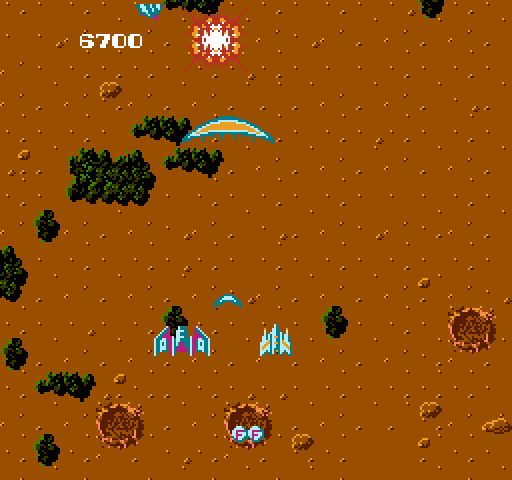 Terra Cresta NES / Famicom Screenshot: Your ship can split into multiple parts.