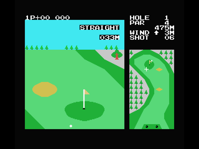 Konami's Golf MSX Screenshot: Near the green on the first hole.