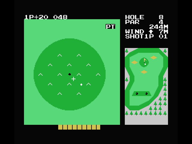 Konami's Golf MSX Screenshot: Putting on the 8th hole.