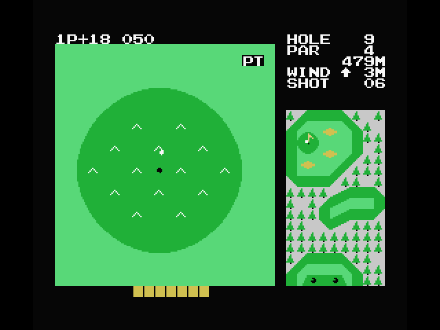 Konami's Golf MSX Screenshot: Just a short putt to finish the game...
