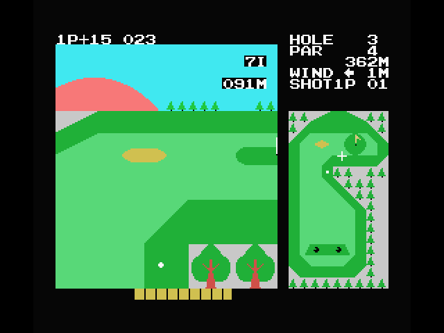Konami's Golf MSX Screenshot: Just a short shot to the green...
