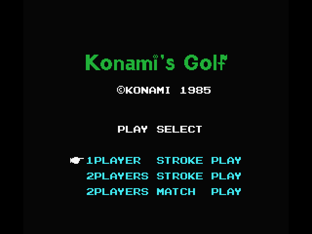Konami's Golf MSX Screenshot: Title screen.