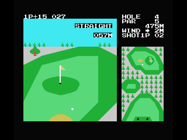 Konami's Golf MSX Screenshot: Almost to the green...