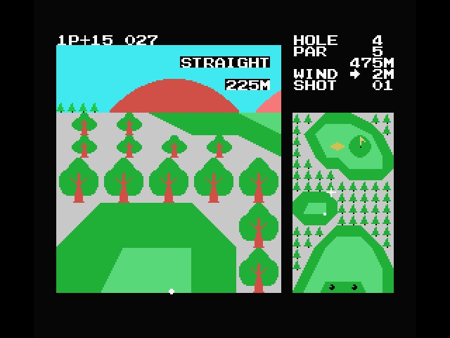 Konami's Golf MSX Screenshot: More out of bounds in the way!