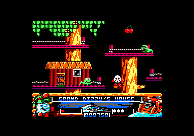 Crystal Kingdom Dizzy Amstrad CPC Screenshot: Don't get caught by the snakes roaming around...