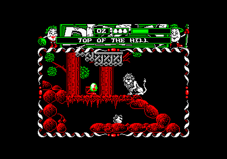 Dizzy: Prince of the Yolkfolk Amstrad CPC Screenshot: A lion...he looks hurt.