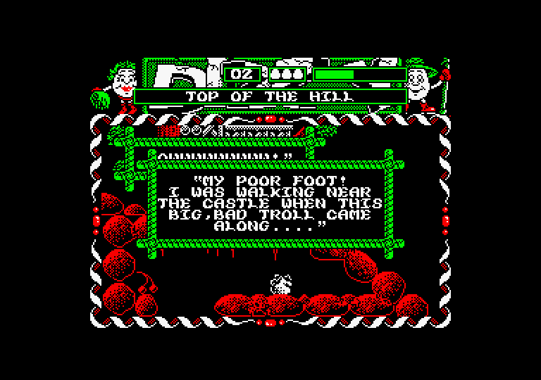 Dizzy: Prince of the Yolkfolk Amstrad CPC Screenshot: Talking to the lion.
