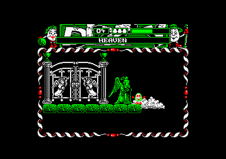 Dizzy: Prince of the Yolkfolk Amstrad CPC Screenshot: The gates of heaven...