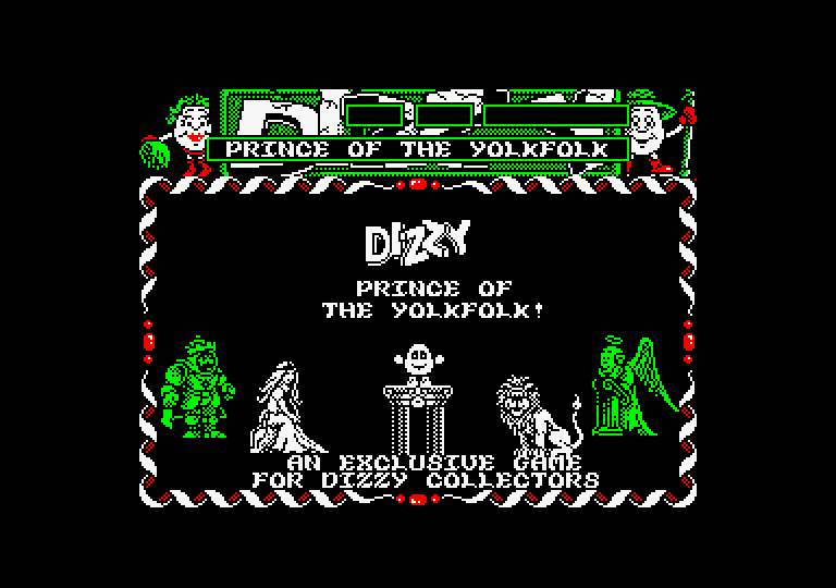 Dizzy: Prince of the Yolkfolk Amstrad CPC Screenshot: Title screen.
