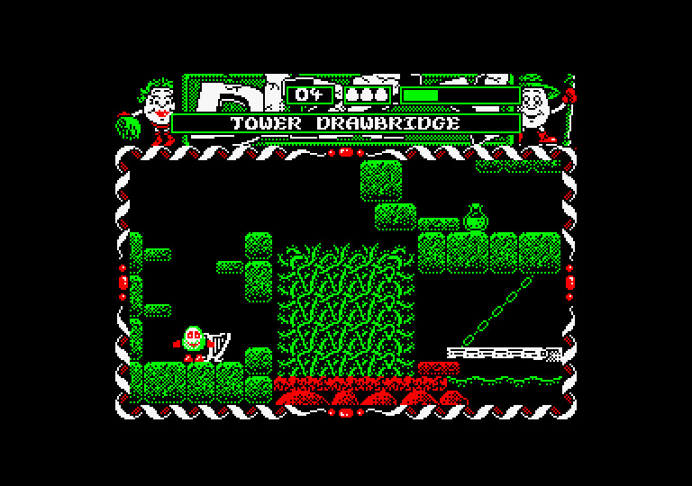 Dizzy: Prince of the Yolkfolk Amstrad CPC Screenshot: I found a golden harp!