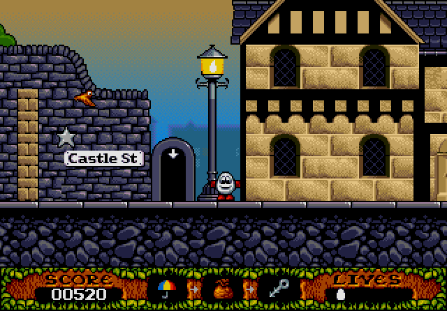 Fantastic Adventures of Dizzy, The IBM PC/Compatibles Screenshot: Out on Castle Street...